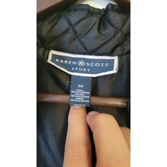 Karen Scott Sport Medium Quilted Black Vest Lightweight Thin Zippered - Picture 2 of 8